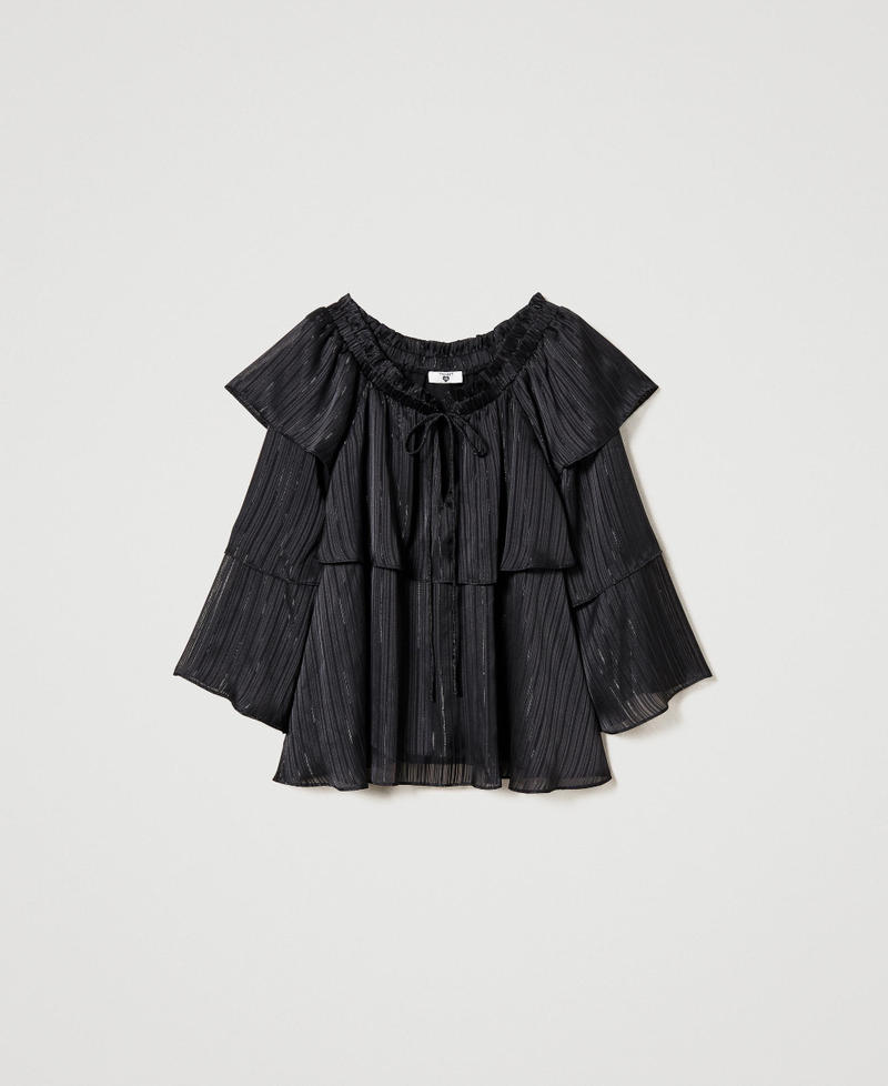 Blusa in georgette con lurex Nero Donna 231LB2DWW_00006_0S