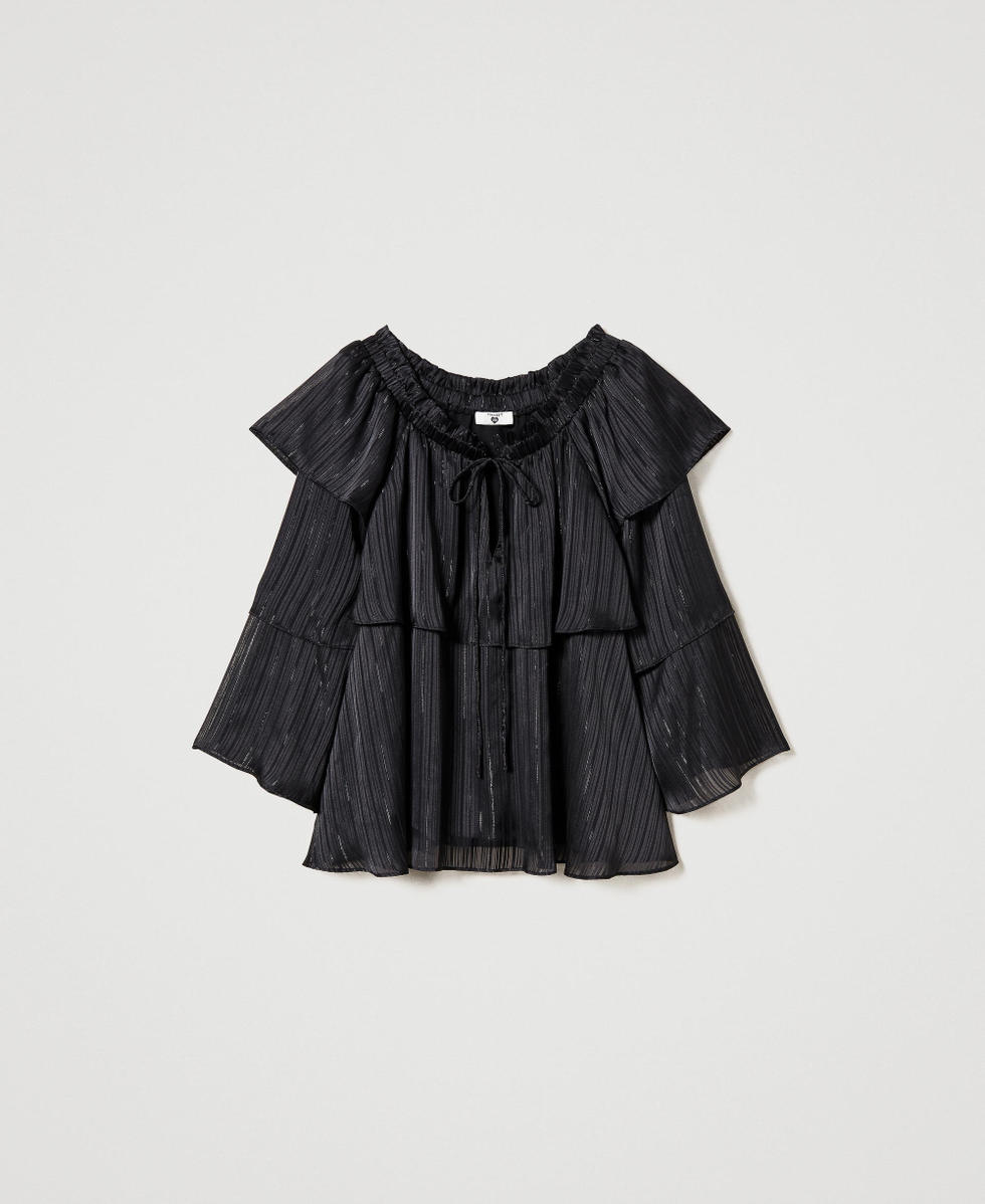 Georgette blouse with lurex Woman Black TWINSET Milano