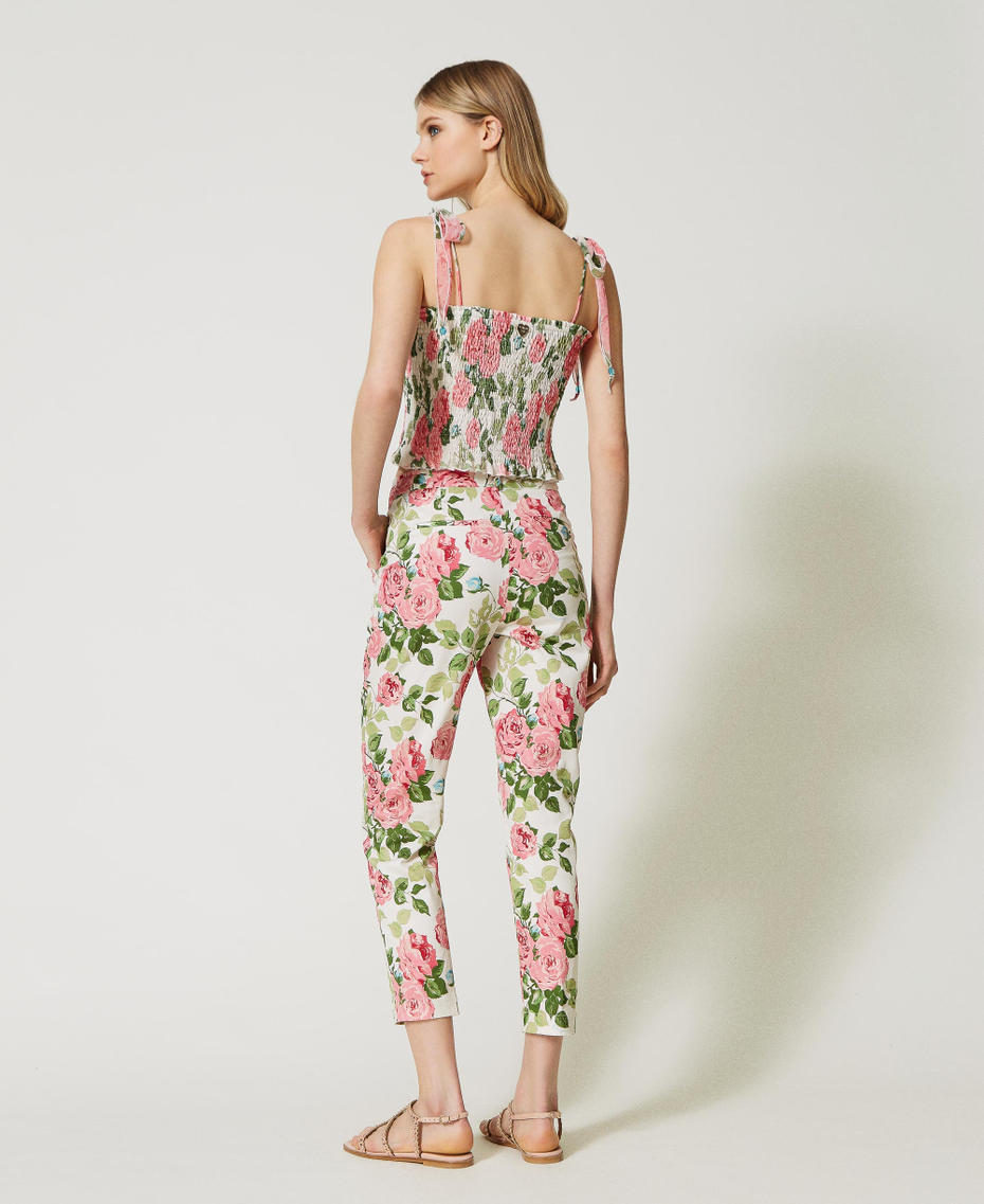 Trousers with rose print Star White Rose Print Woman 231LB2FAA_10319_03