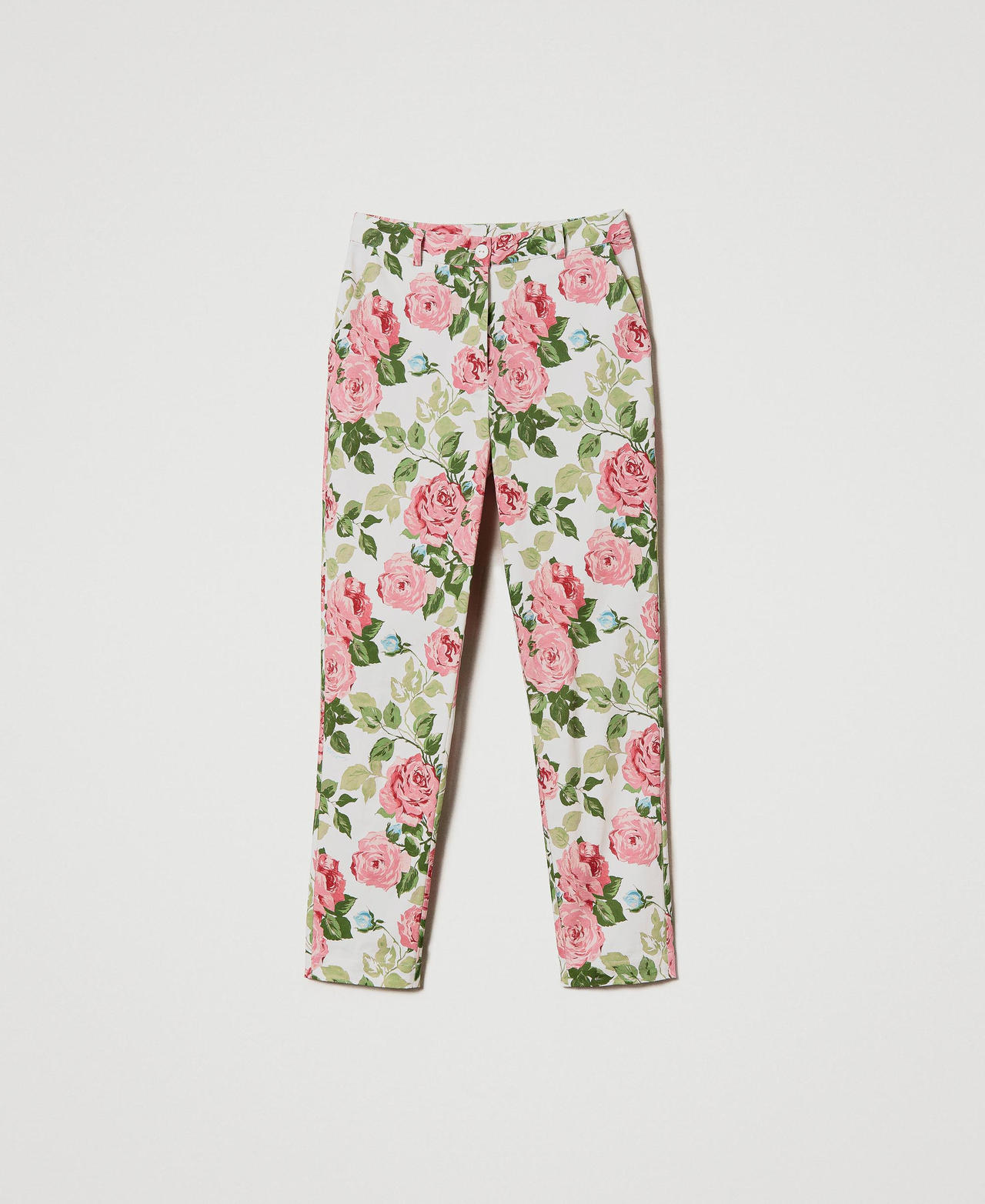 Trousers with rose print Star White Rose Print Woman 231LB2FAA_10319_0S