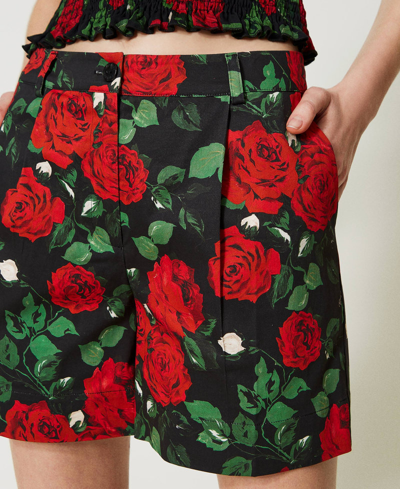 Shorts with rose print Large Rose Print Woman 231LB2FBB-05