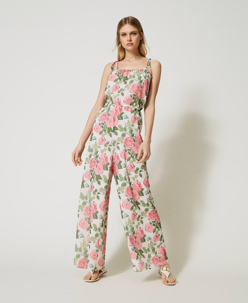 Creponne jumpsuit with rose print Star White Rose Print Woman 231LB2FGG-01