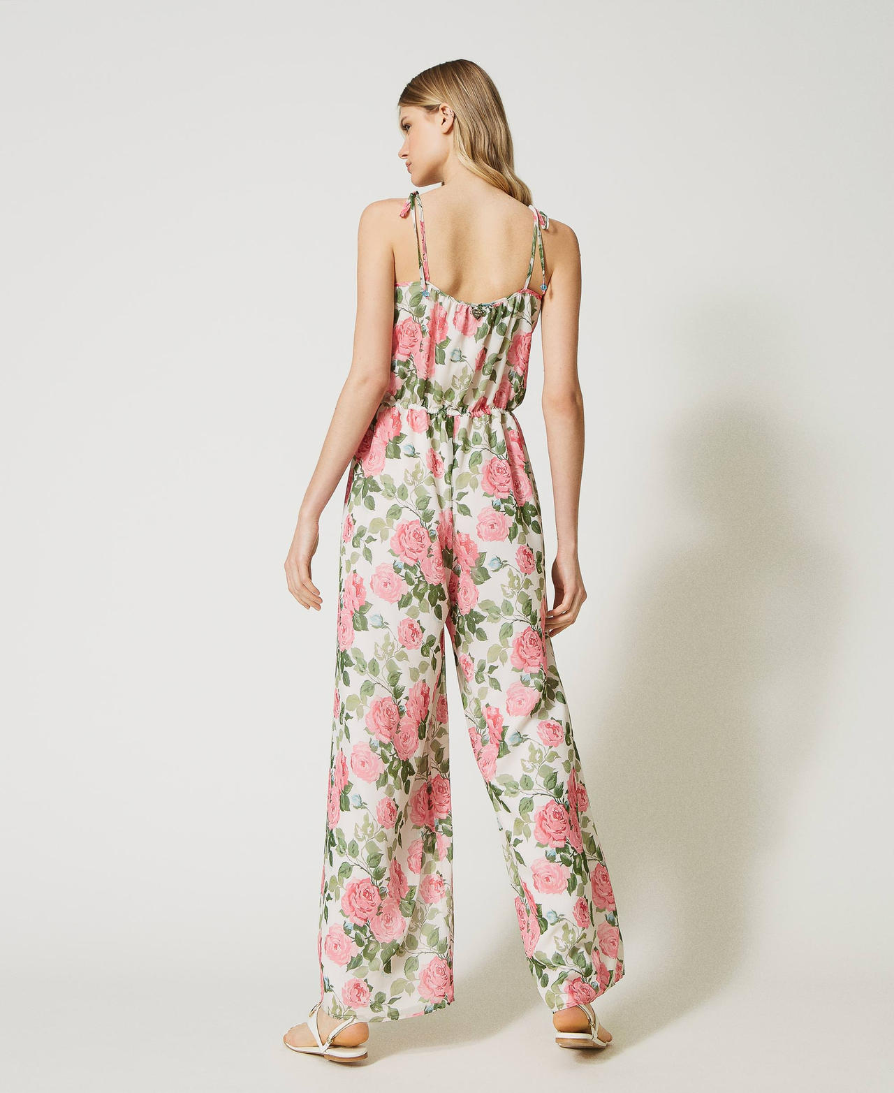 Creponne jumpsuit with rose print Star White Rose Print Woman 231LB2FGG-03