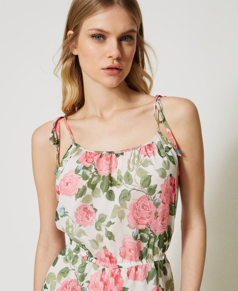 Creponne jumpsuit with rose print Star White Rose Print Woman 231LB2FGG_10319_04