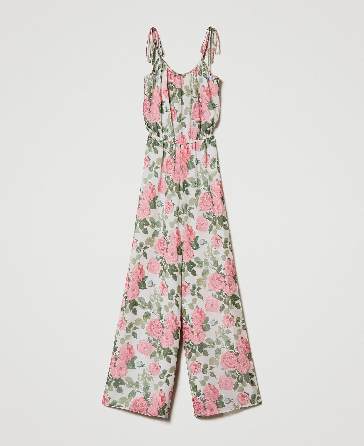 Creponne jumpsuit with rose print Star White Rose Print Woman 231LB2FGG_10319_0S