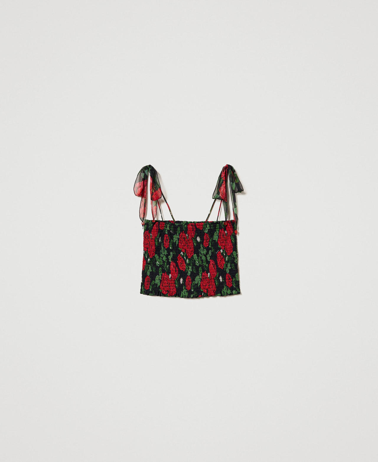 Creponne top with rose print Large Rose Print Woman 231LB2FHH_10318_0S