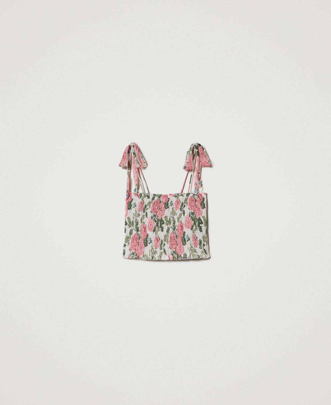 Creponne top with rose print Star White Rose Print Woman 231LB2FHH_10319_0S