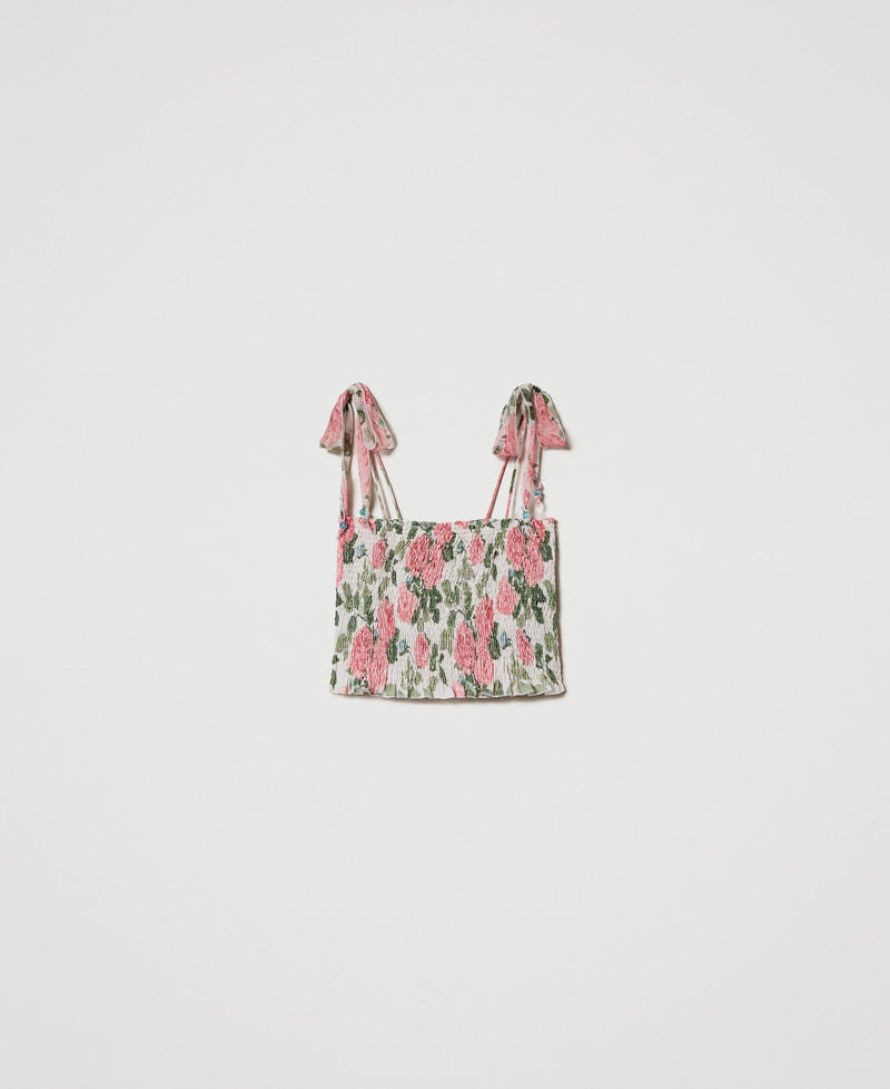 Creponne top with rose print Star White Rose Print Woman 231LB2FHH_10319_0S