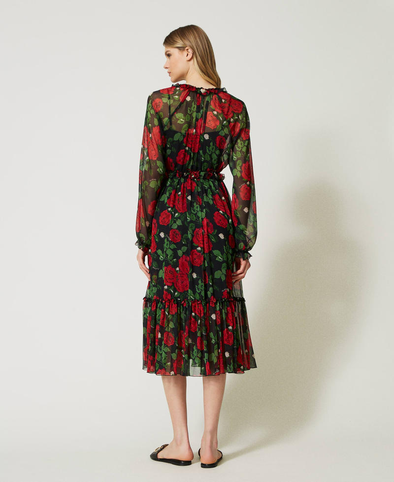 Midi dress with rose print Large Rose Print Woman 231LB2FMM_10318_03