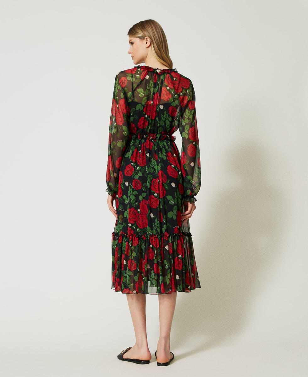 Midi dress with rose print