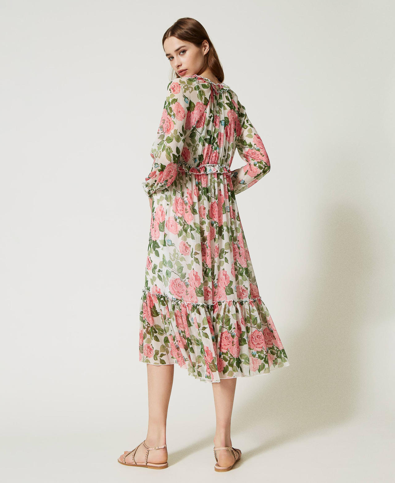 Robe à imprimé pétales graphiques - rose