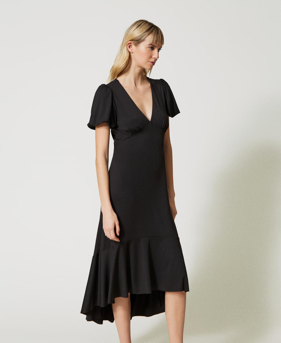 Robe mi longue avec volant Femme Noir TWINSET Milano