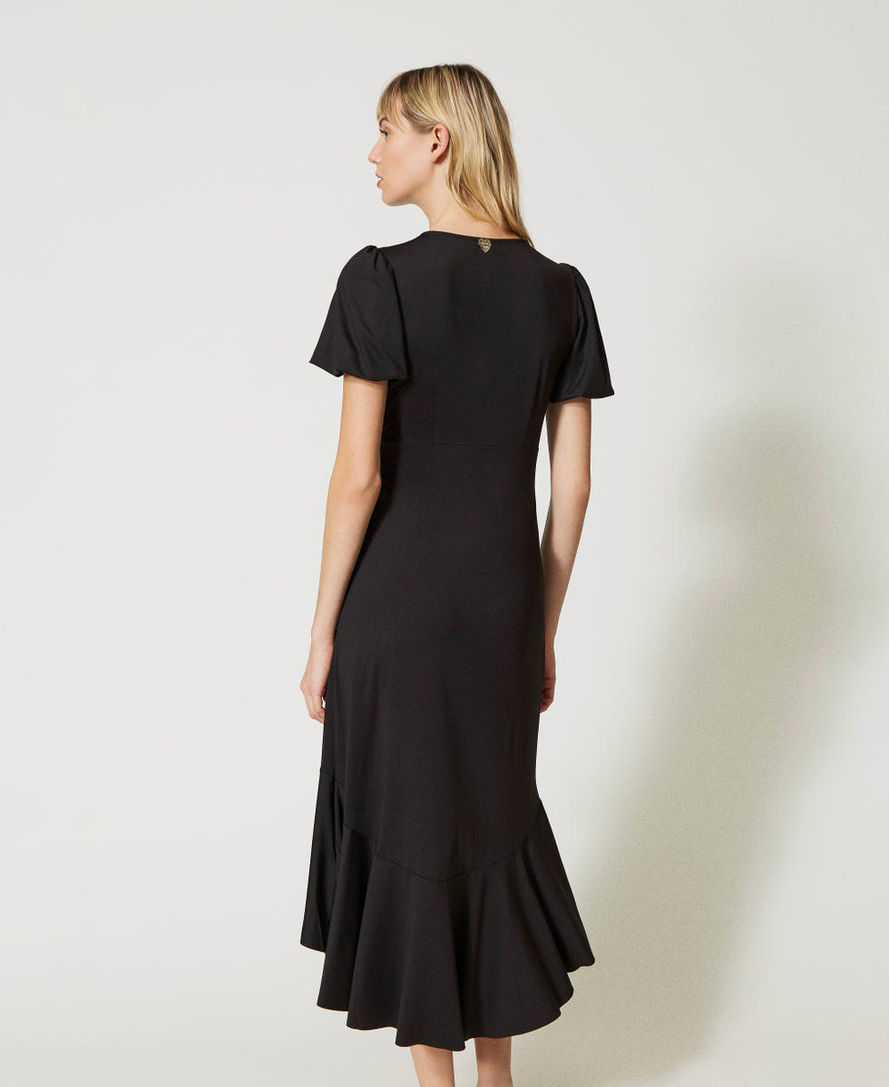 Robe mi longue avec volant Femme Noir TWINSET Milano