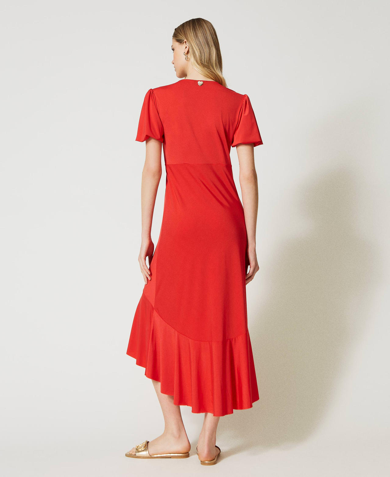 Платье-миди с оборкой Красный "Арбуз" женщина 231LB2GAA-03