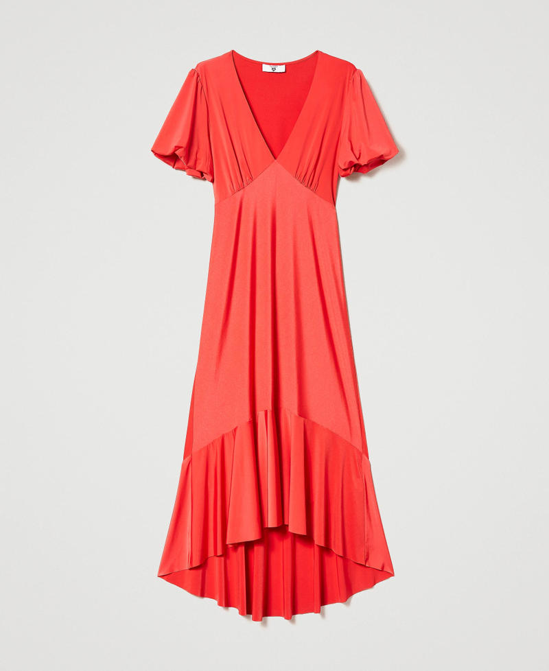 Midi dress with flounce "Watermelon” Red Woman 231LB2GAA-0S