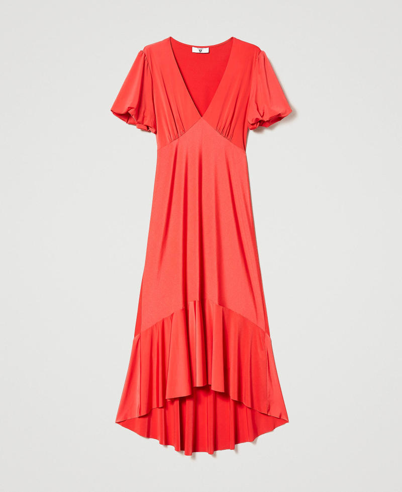 Midi dress with flounce
