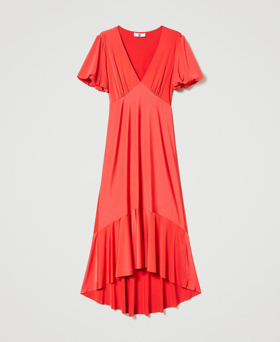 Midi dress with flounce