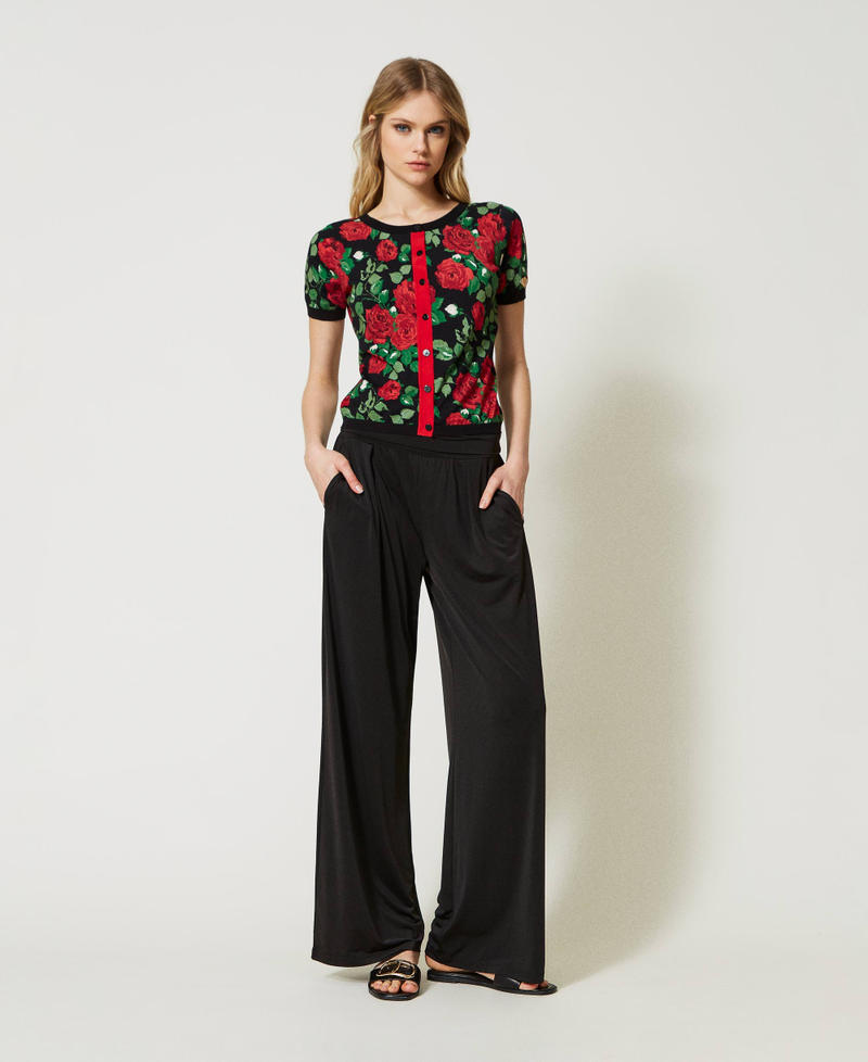 Wide trousers with waistband Black Woman 231LB2GBB-01