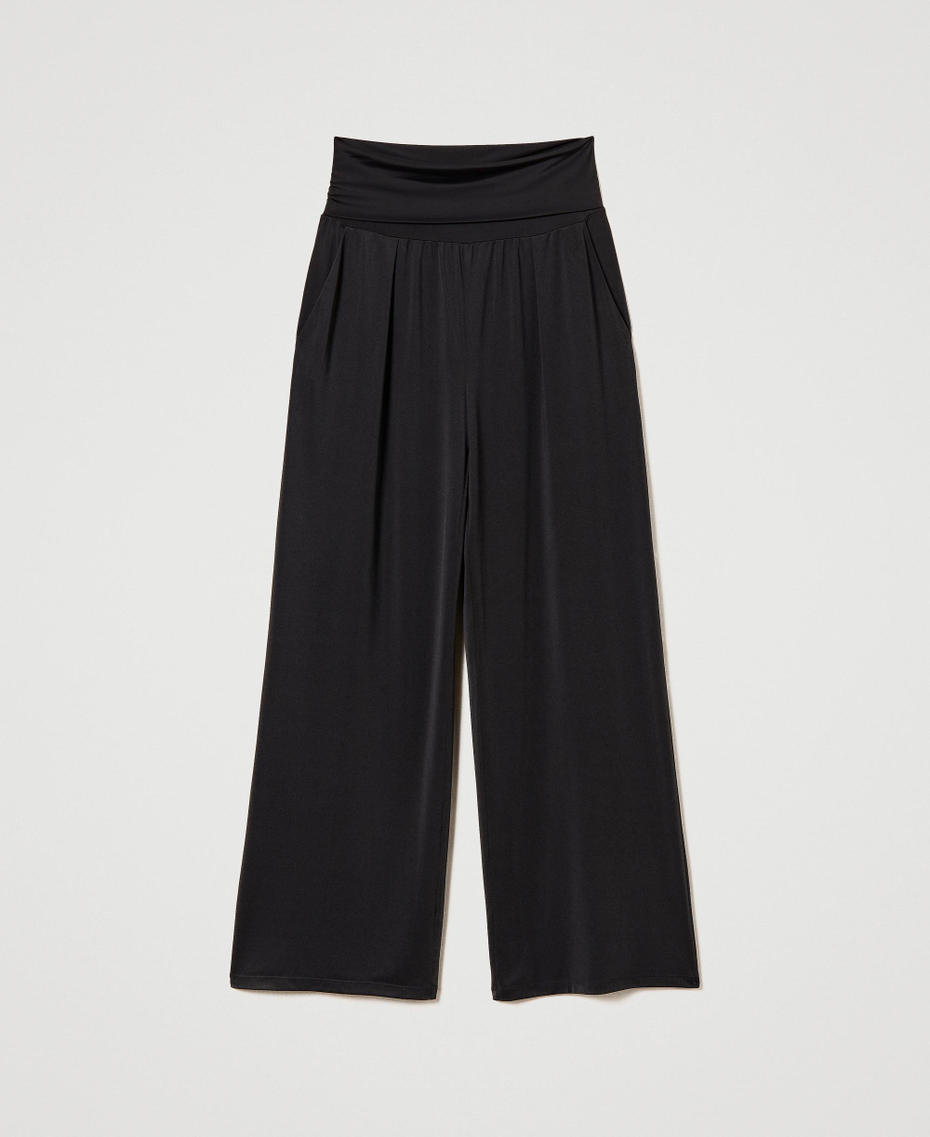 Wide trousers with waistband