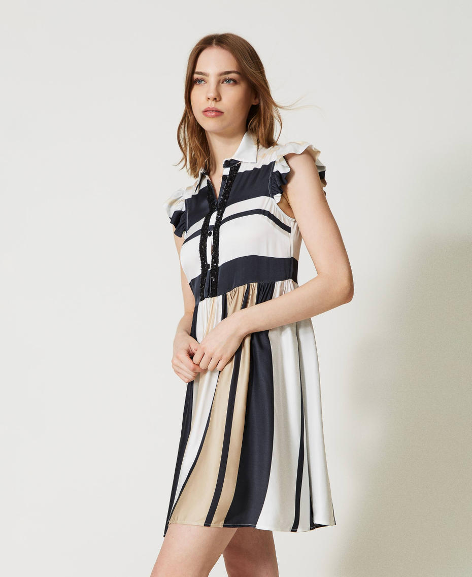 Short striped dress with sequins Multicolour Desert Stripe Print Woman 231LB2HBB-01