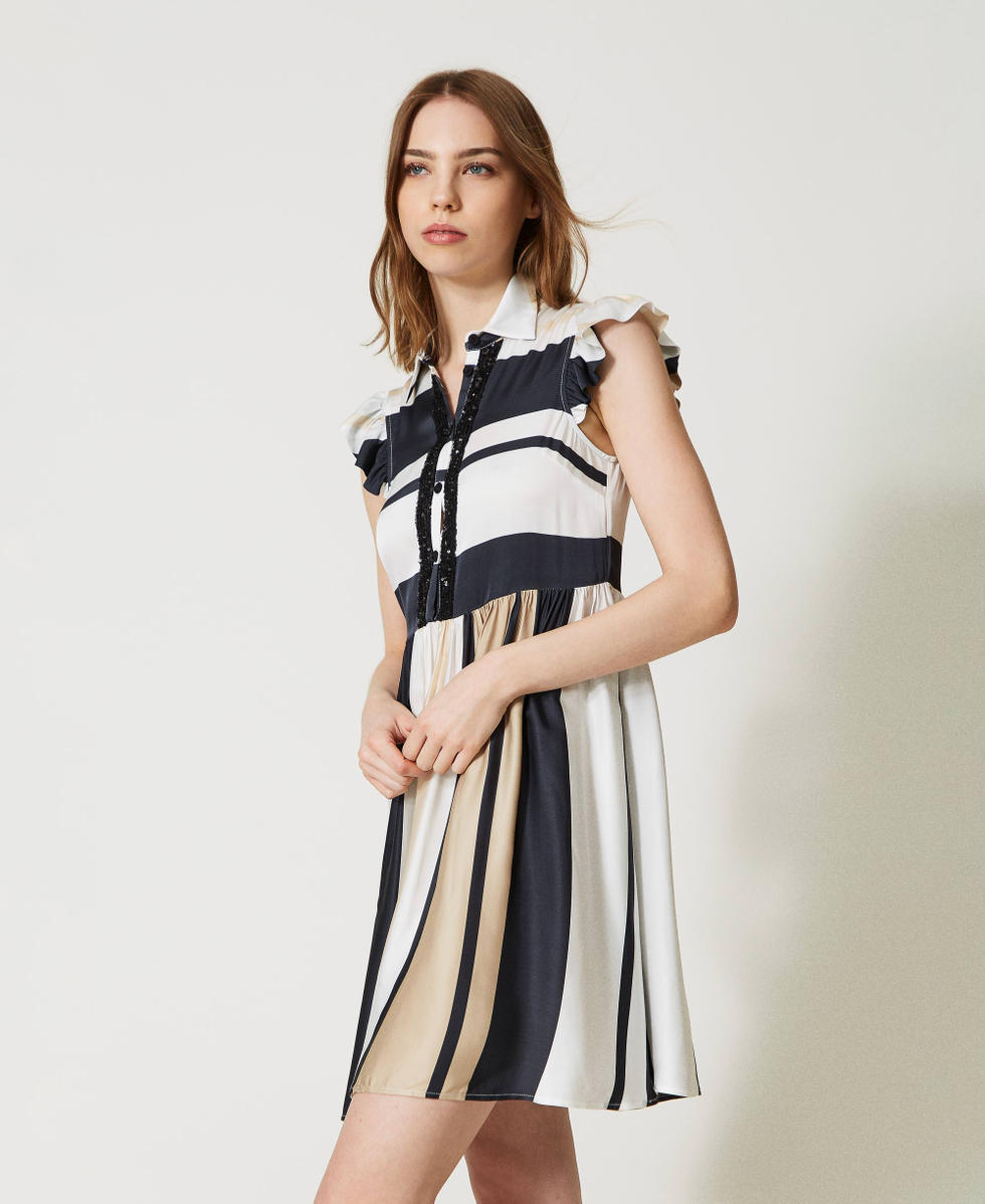 Black and white striped short dress clearance