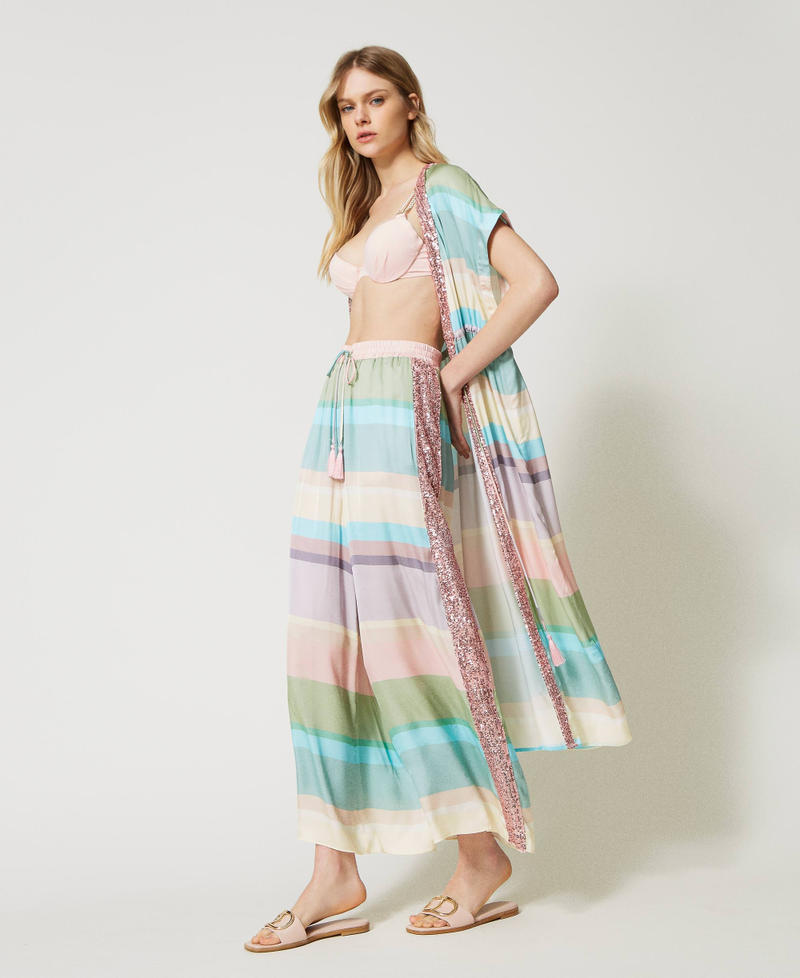 Striped trousers with sequins Multicolour Stripe Print Woman 231LB2HDD_10322_03