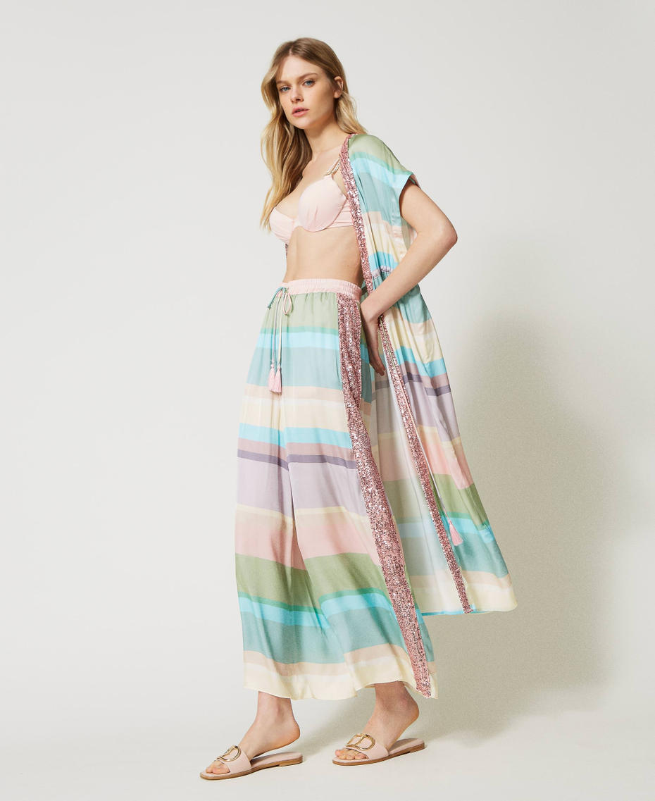 Striped trousers with sequins Multicolour Stripe Print Woman 231LB2HDD_10322_03