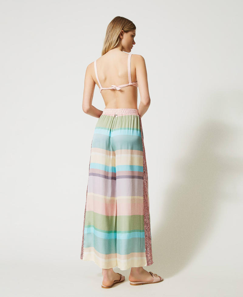 Striped trousers with sequins Multicolour Stripe Print Woman 231LB2HDD_10322_04
