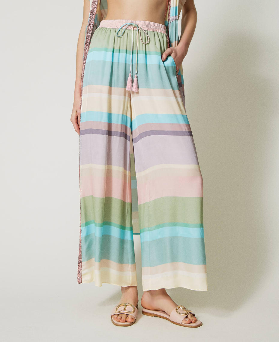 Striped trousers with sequins Multicolour Stripe Print Woman 231LB2HDD_10322_05