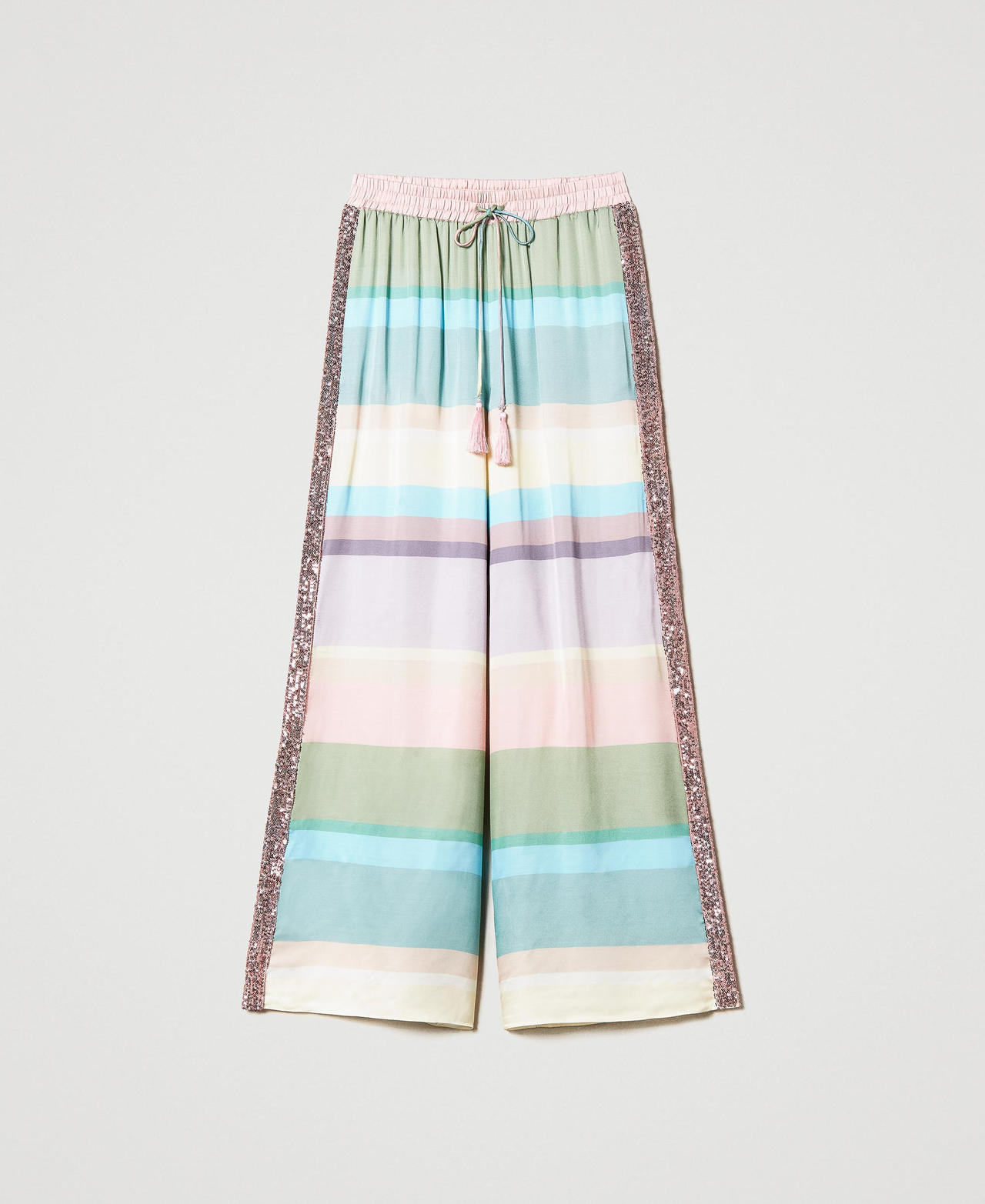 Striped trousers with sequins Multicolour Stripe Print Woman 231LB2HDD_10322_0S