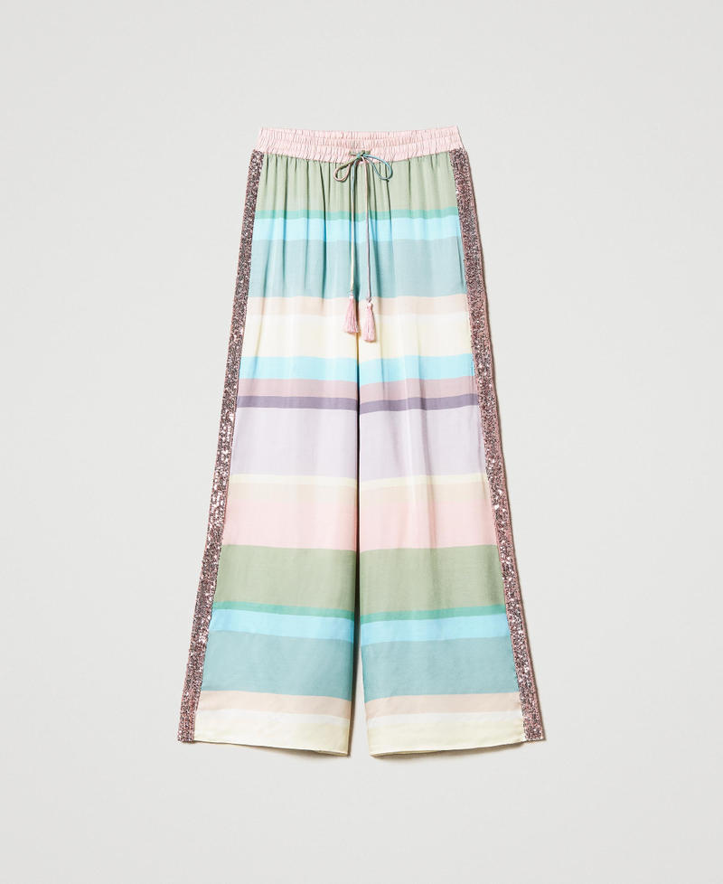 Striped trousers with sequins Multicolour Stripe Print Woman 231LB2HDD_10322_0S