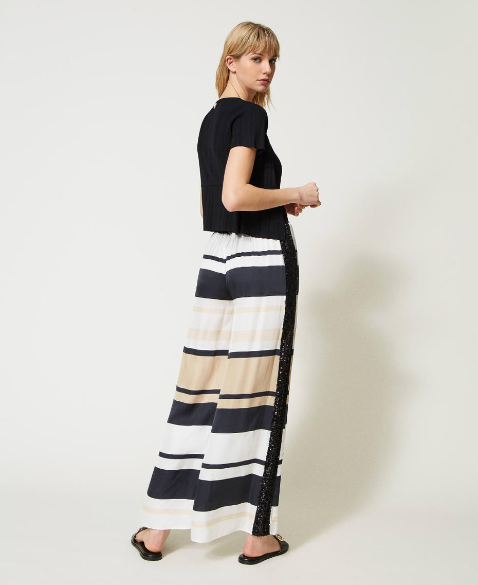 Striped trousers with sequins Multicolour Desert Stripe Print Woman 231LB2HDD_10374_04