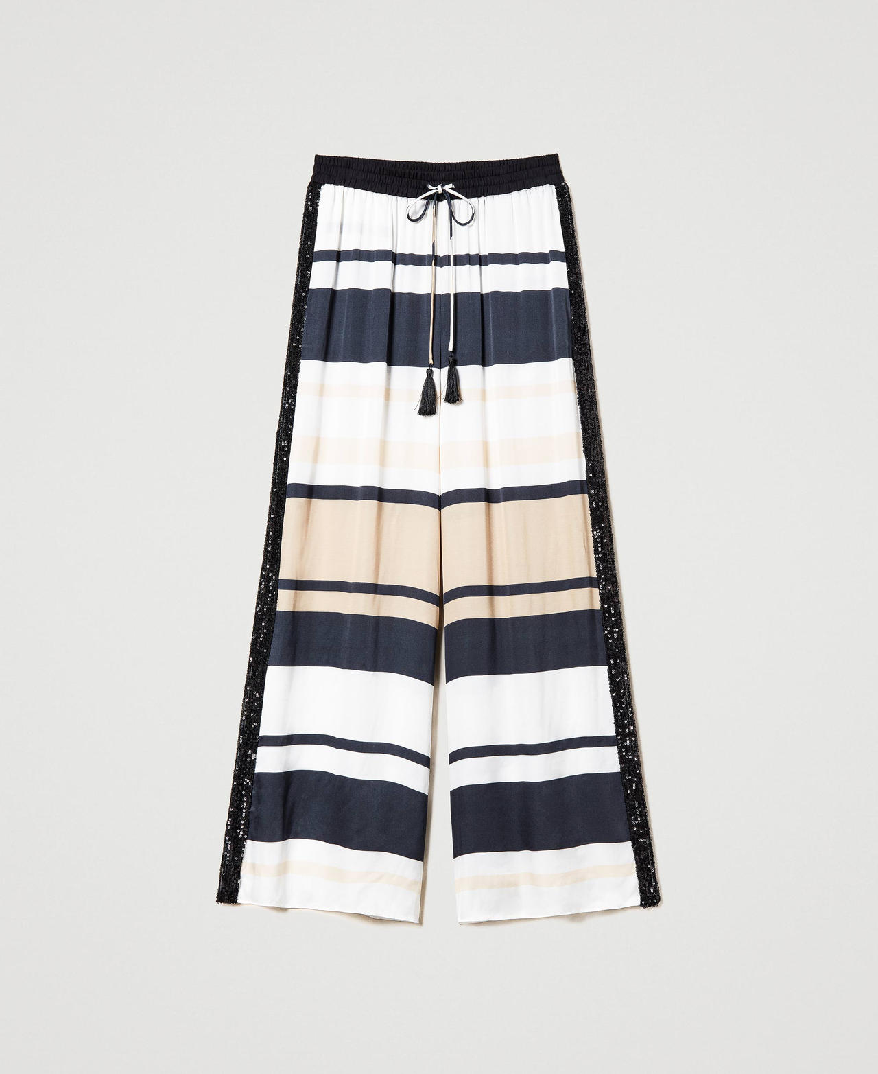 Striped trousers with sequins Multicolour Desert Stripe Print Woman 231LB2HDD_10374_0S