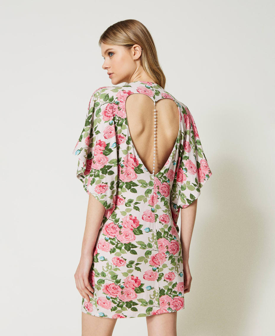 Short dress with rose print