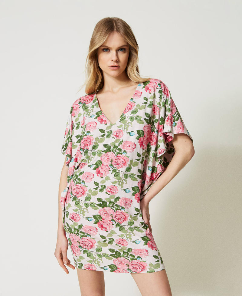 Short dress with rose print