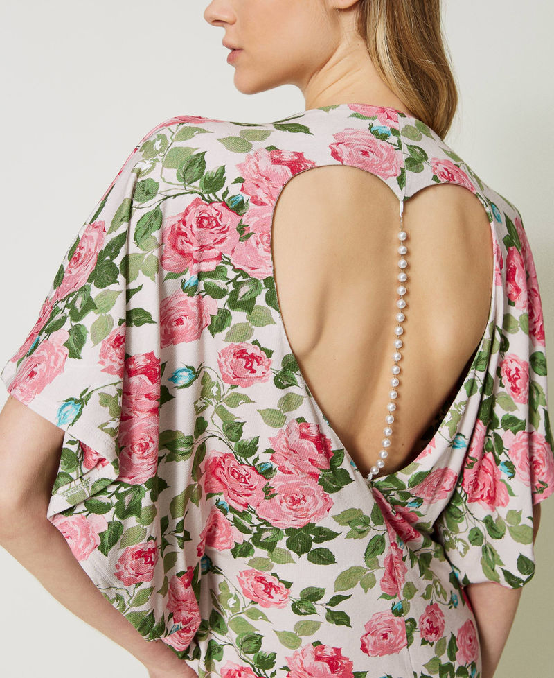 Short dress with rose print