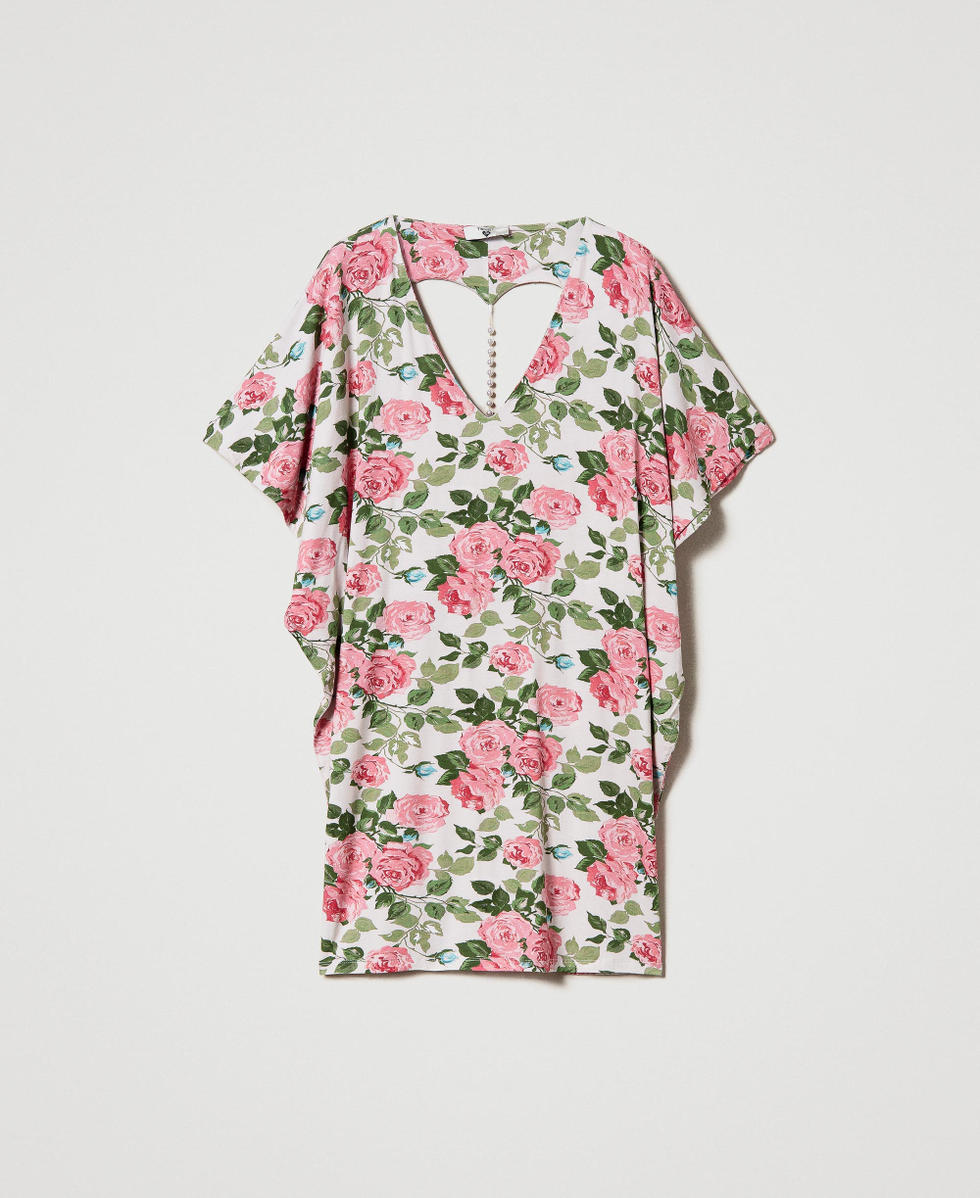 Short dress with rose print