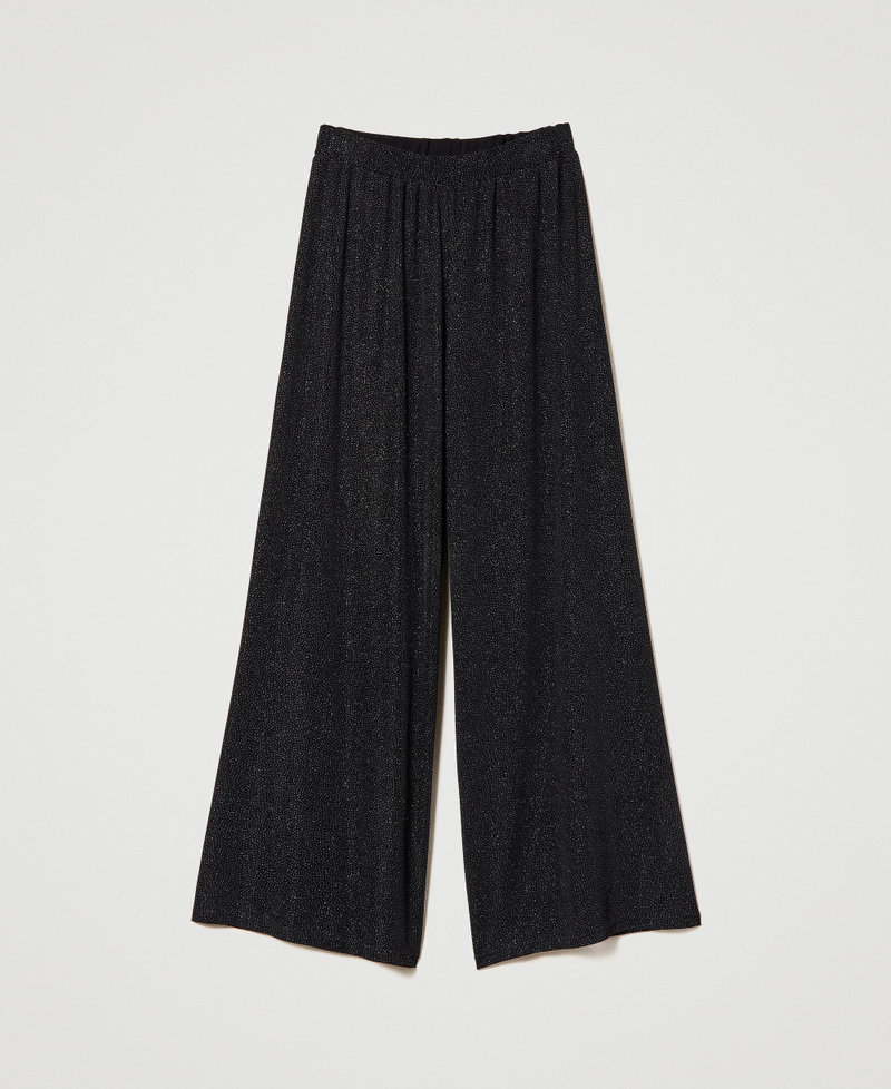 Palazzo - Pantaloni da donna con gamba larga, tinta unita, a vita alta, elasticizzati, per il tempo libero, per la corsa, con tasche, per il tempo libero, per la allenamento, in tessuto