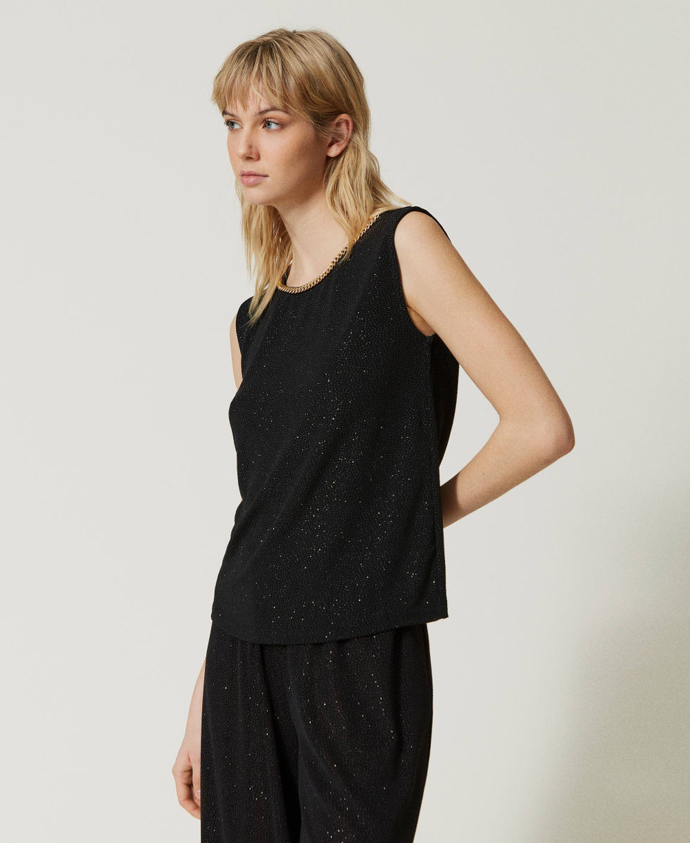 Top with decorative chain Woman Black TWINSET Milano