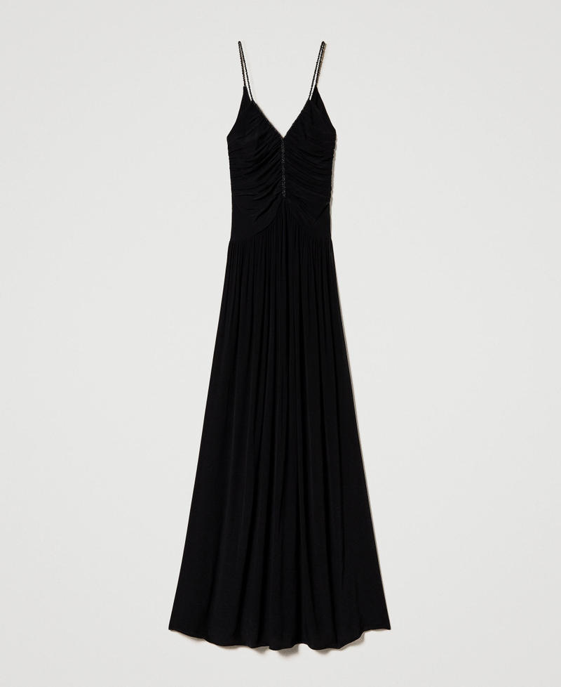 Длинное платье с драпировкой Черный женщина 231LB2PAA-0S