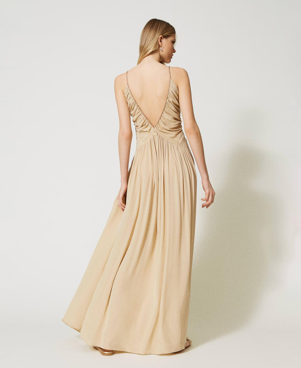Long dress with draping Woman Beige TWINSET Milano
