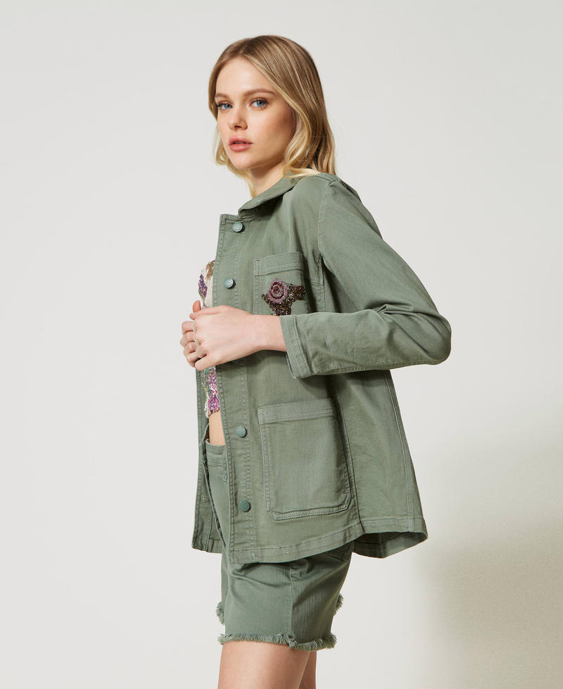 Bull safari jacket with embroidery Sage Green Woman 231LB2QCC-02