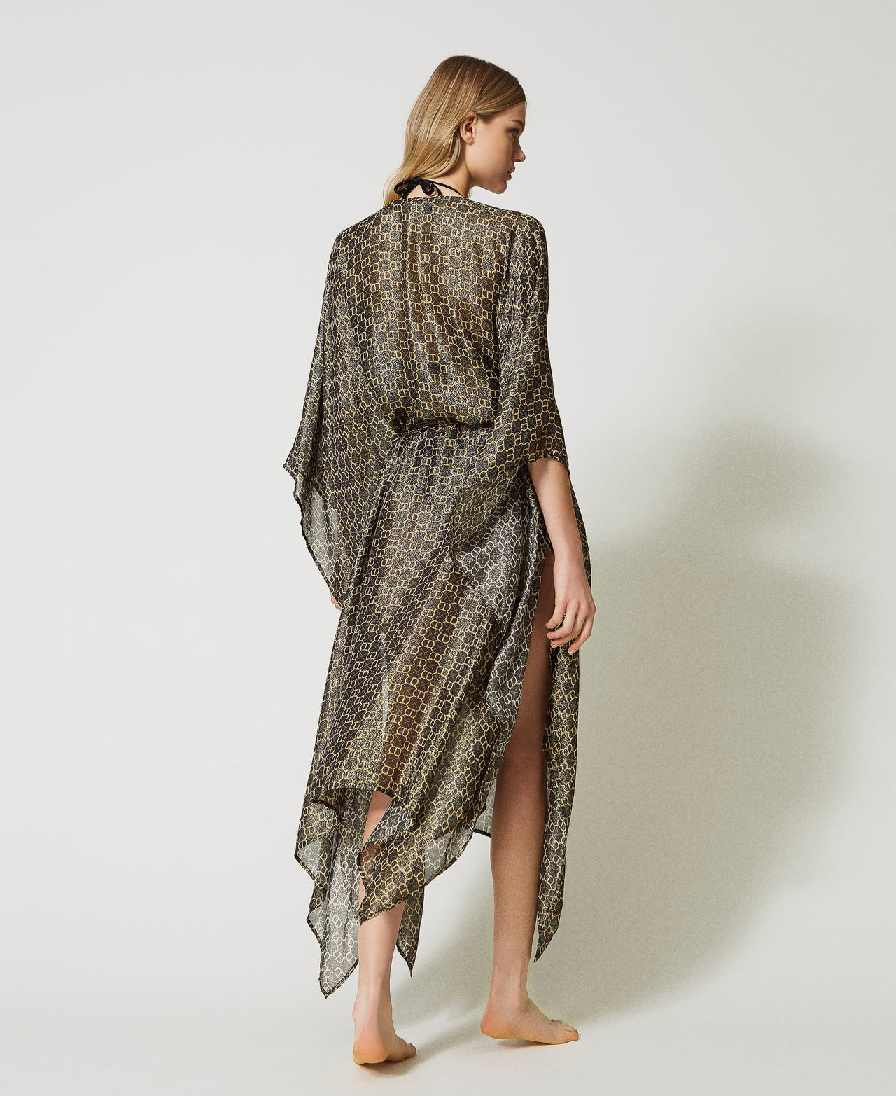 Cappotto lungo in jacquard fantasia