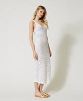 Embroidered knit midi dress Woman, White | TWINSET Milano