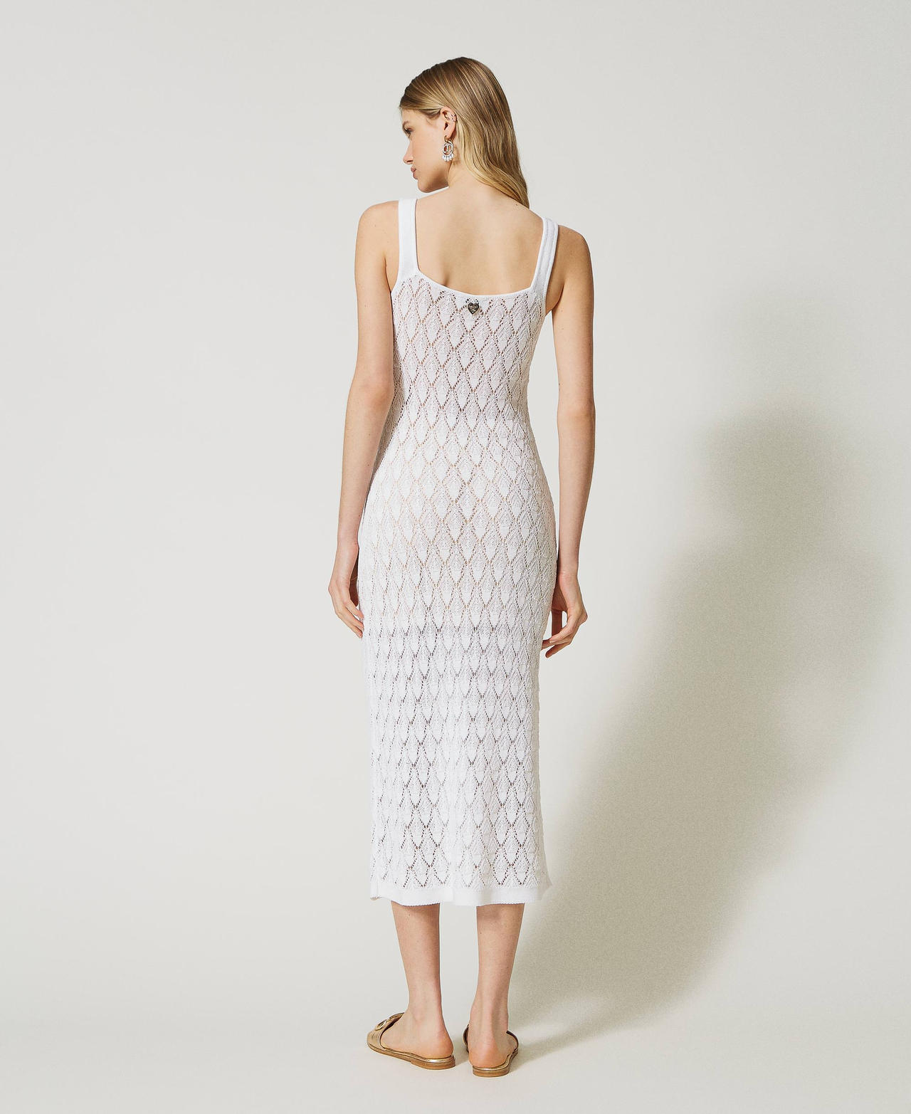 Embroidered knit midi dress