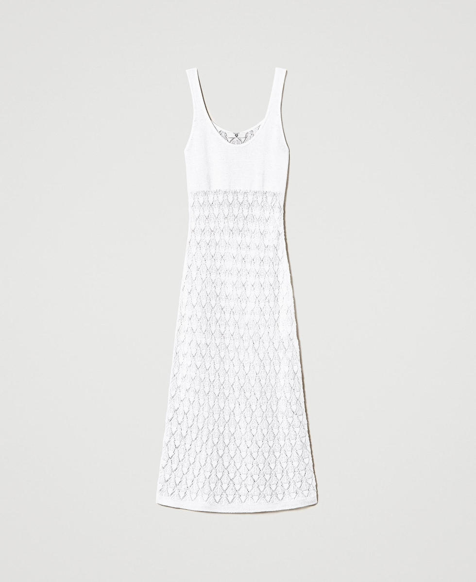 Robe mi-longue en maille brod&eacute;e