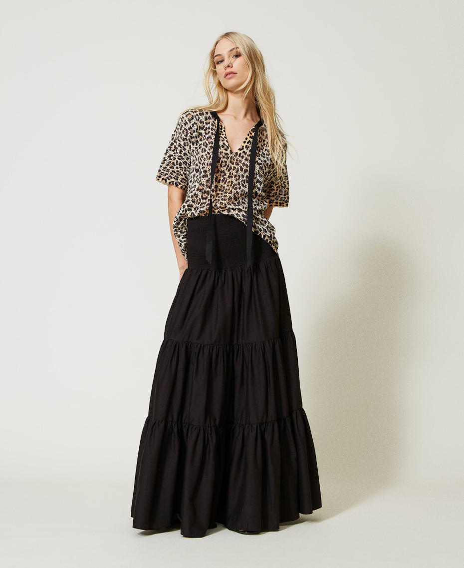 Maxi jumper with animal print