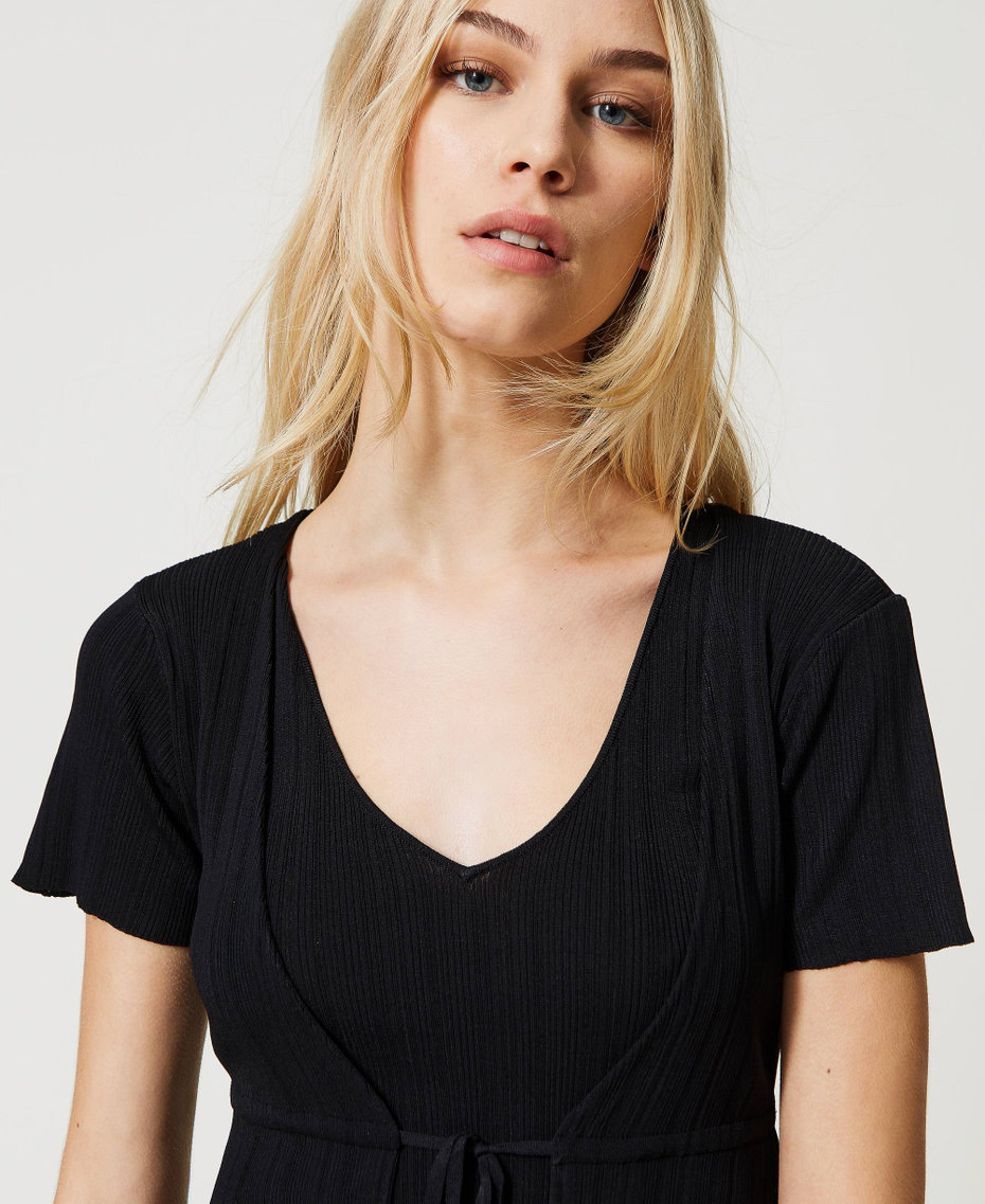 Ribbed cropped cardigan and top
