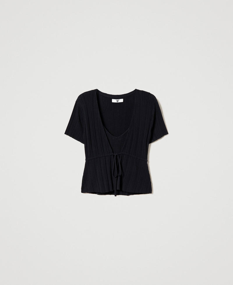 Ribbed cropped cardigan and top