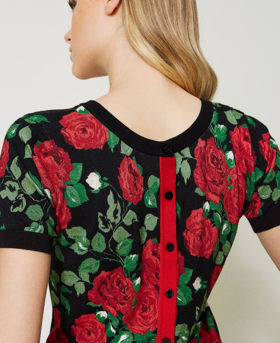 2-in-1-Cardigan mit Rosenprint Print Große Rosen Frau 231LB3FAA_10318_05